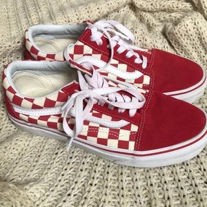 Red and white checkered vans